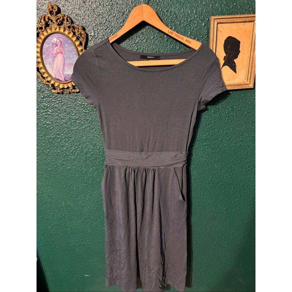 Quince Blue Tencel Jersey Ruched Waist Dress Sz XS - Picture 2 of 5